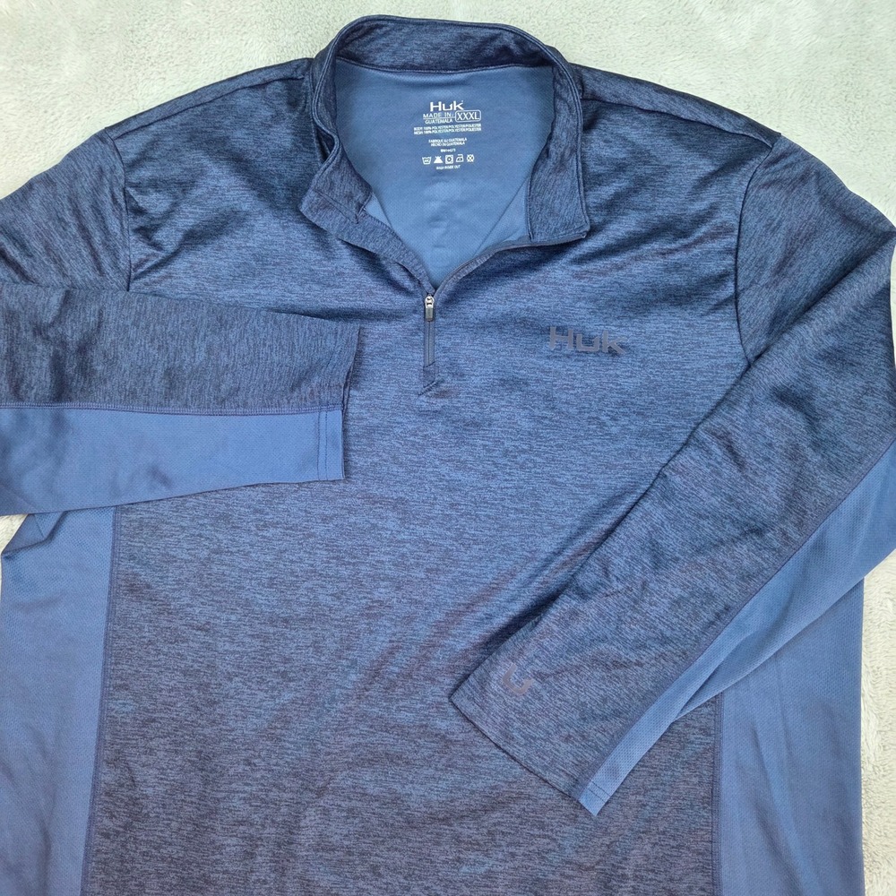 Huk Quarter-Zip Performance Pullover Mens XXXL Mesh Panels Heathered Navy Blue